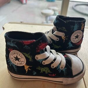 Converse Kids High-Top Sneakers - Black with Colorful Dinosaur Print